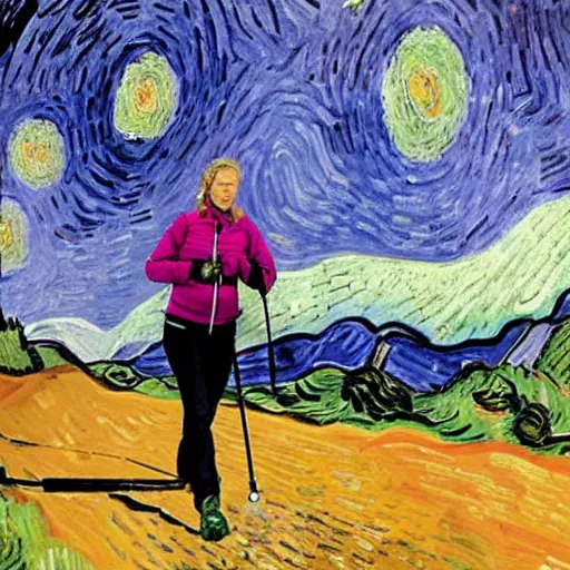 Image similar to julia robberts nordic walking by van gogh