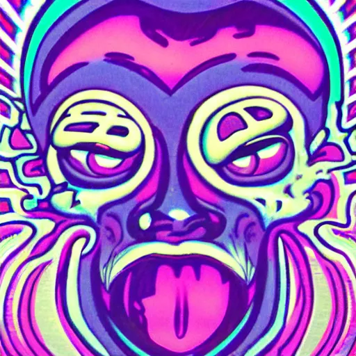 Image similar to evil angry face, psychedelic, vaprwave,'9 0 s