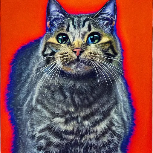 Prompt: a chuck close painting of a cat