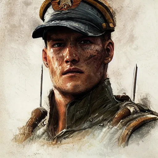 Image similar to portrait of a man by greg rutkowski, alexander ludwig as a colonial marine from aliens franchise, he is about 3 0 years old, military composure, wearing the tactical gear of the colonial marines, highly detailed portrait, digital painting, artstation, concept art, smooth, sharp foccus ilustration, artstation hq