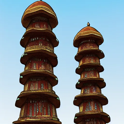 Prompt: african towers oriental traditional architecture, artstation.