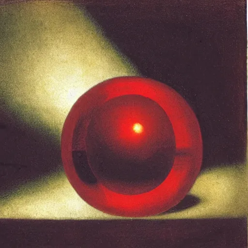 Prompt: chrome spheres on a red cube by henry fuseli