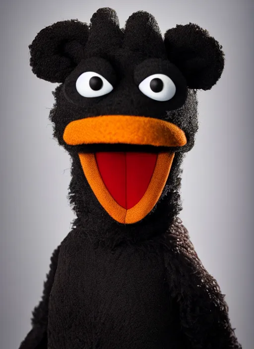 Prompt: studio portrait still of muppet black panther as a muppet muppet as a muppet, 8 k, studio lighting, key light,