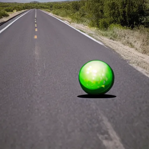 Image similar to a ball shaped motorcycle on route66 3d 8k photo