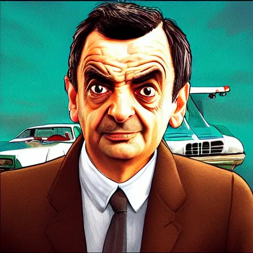 Image similar to “Mr Bean in GTA V, cover art by Stephen Bliss, Boxart, loadscreen”