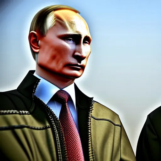 Prompt: Vladimir Putin is fighting at the front against Ukraine epic battle, Retro fantastic style,