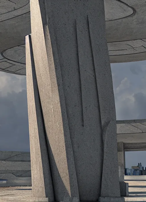 Prompt: highly detailed architecture render of a futuristic monument stele standing on the road archdaily made in unreal engine 4