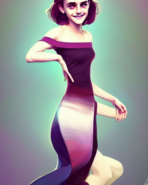 Image similar to beautiful full body Emma Watson smiling illustration by lois van baarle and loish and ross tran and rossdraws and sam yang and samdoesarts and artgerm and Cecil Beaton, Lee Miller, Irving Penn, David Bailey, 3D unreal 5, DAZ, hyperrealistic, octane render, cgsociety, Photolab, Lightroom, 4K, Dolby Vision, Photography Award