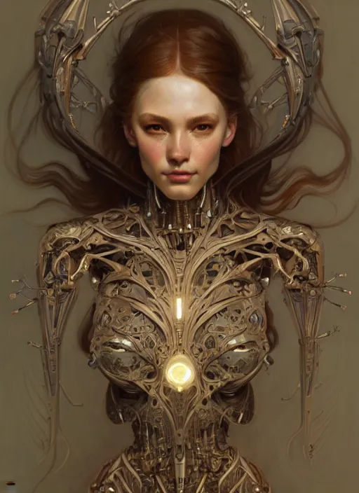 Image similar to organic cyborg, wood, diffuse lighting, fantasy, intricate, elegant, highly detailed, lifelike, photorealistic, digital painting, artstation, illustration, concept art, smooth, sharp focus, art by John Collier and Albert Aublet and Krenz Cushart and Artem Demura and Alphonse Mucha