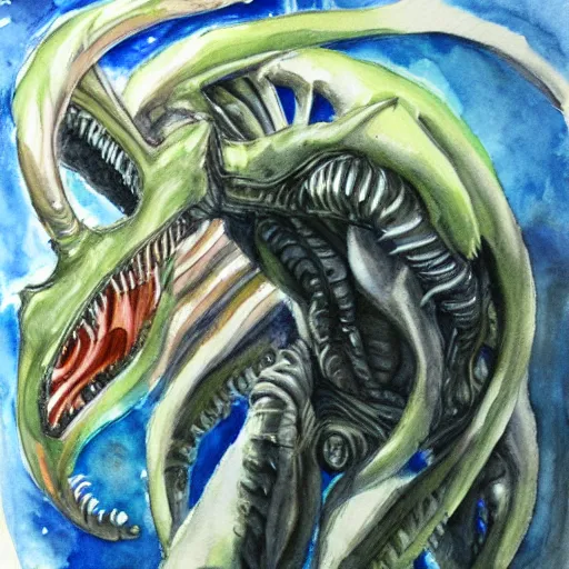 Prompt: xenomorph, watercolor, monet