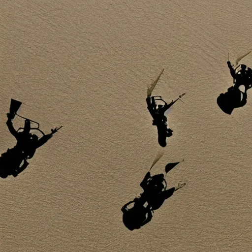 Image similar to photo of elephant paratroopers parachuting behind enemy lines