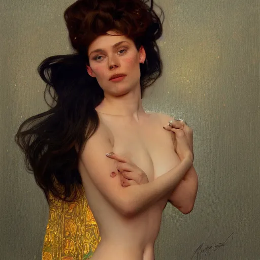 Prompt: modern woman | hyperrealistic | feminism | digital painting | trending on artstation | pinup portrait | clean | illustration | dressed | unreal engine 5 | 8 k resolution | by greg rutkowski alphonse mucha gustav klimt and mel ramos = n 9
