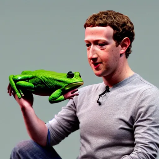 Image similar to mark zuckerberg holding a frog