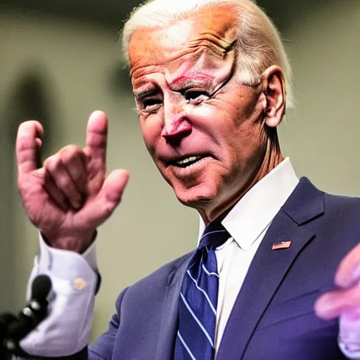 Image similar to Joe Biden making an L with his fingers