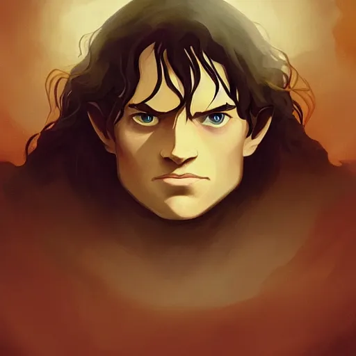 Image similar to face icon stylized minimalist the lord of the rings : the fellowship of the ring 2 0 0 1, loftis, cory behance hd by jesper ejsing, by rhads, makoto shinkai and lois van baarle, ilya kuvshinov, rossdraws global illumination