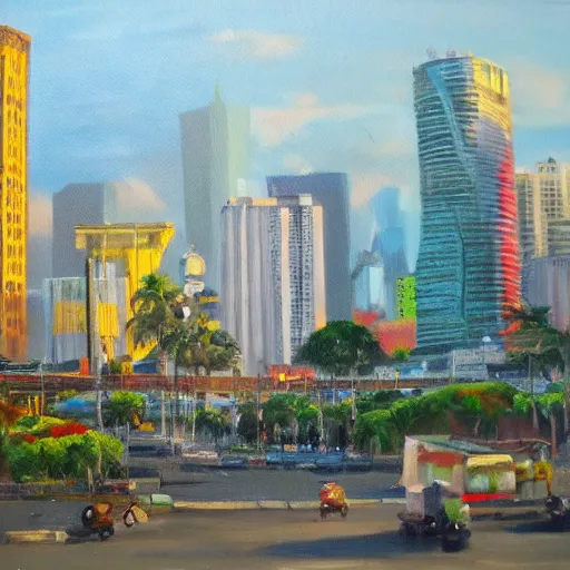 Prompt: Oil painting of Manila city, Philippines