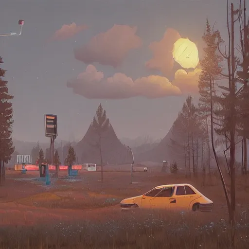 Prompt: painting by simon stalenhag