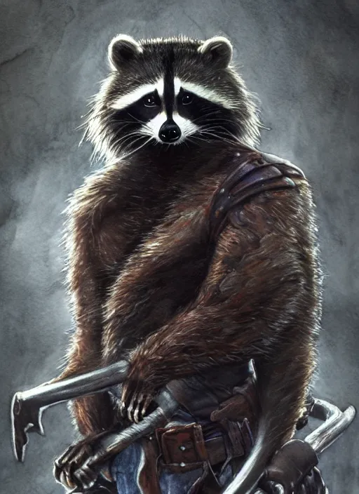 Prompt: portrait, male anthropometric raccoon barbarian, watercolor, dramatic lighting, cinematic, establishing shot, extremely high detail, foto realistic, cinematic lighting, pen and ink, intricate line drawings, by Yoshitaka Amano, Ruan Jia, Kentaro Miura, Artgerm, post processed, concept art, artstation, matte painting, style by eddie mendoza, raphael lacoste, alex ross