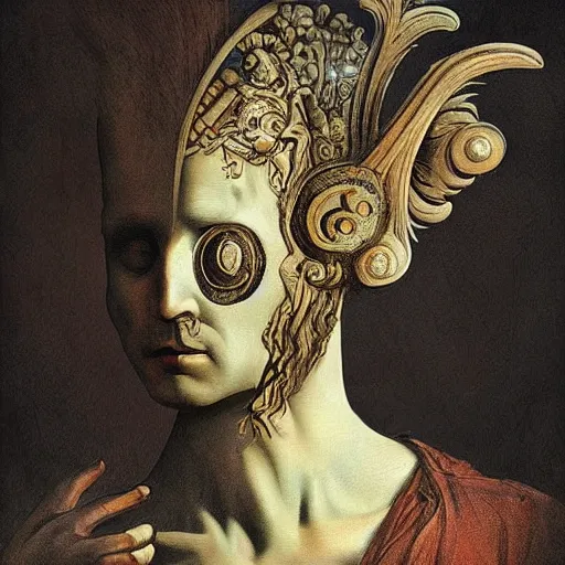 Image similar to A rendition of Vitruvians by Vinci but designed by Dali in space retreat, portrait, elegant, intricate, digital painting, concept art, sharp focus, illustration