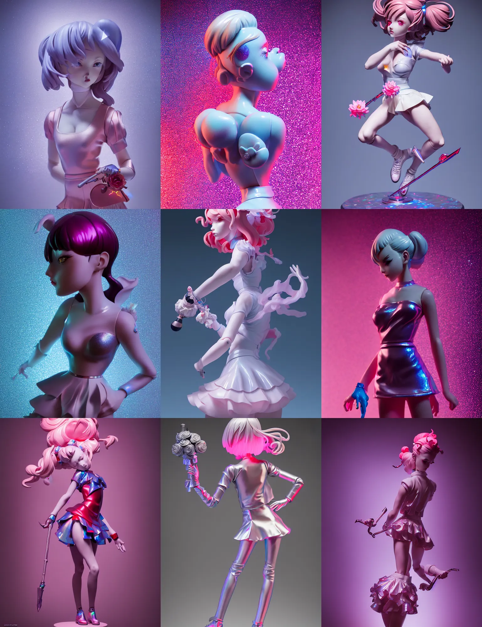 Prompt: james jean, ilya kuvshinov isolated magical girl vinyl figure, figure photography, glitter accents on figure, holographic undertones, expert human proportions, high detail, ethereal lighting, rim light, expert light effects on figure, sharp focus, dramatic composition and glowing effects unreal engine, octane, editorial awarded best character design