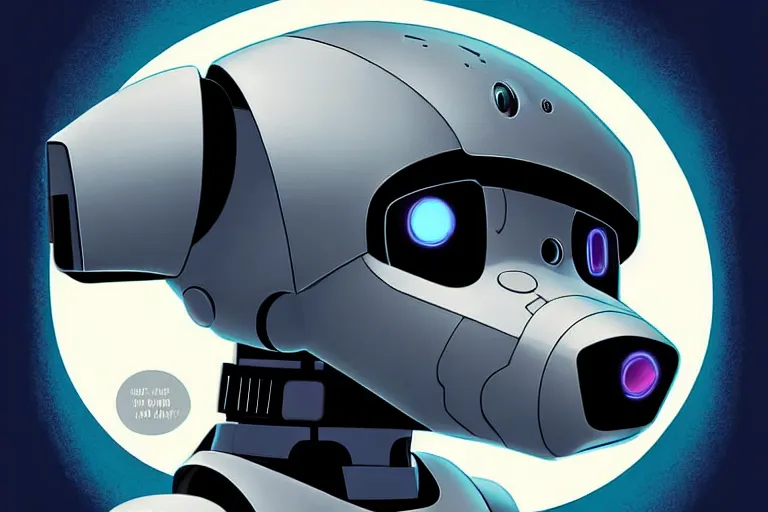 Prompt: a ( ( ( ( ( ( ( cute robot puppy cyborg ) ) ) ) ) ) ) illustration by aaron miller!!!!!!!!!!!!!!!