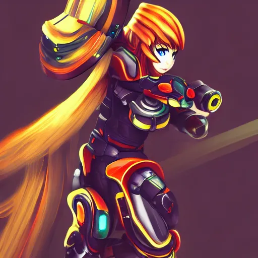 Image similar to samus the samurai android, trending on artstation, anime style