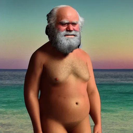 Image similar to dreamt in 5. 7 1 s for @ loo'e's! dream charles darwin in a bikini realistic 4 k photograph