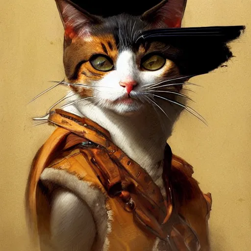 Image similar to Portrait of a Cat as a Pirate, photo, highly detailed oil painting, photorealistic, highly detailed, digital painting, artstation, concept art, smooth, sharp focus, illustration, art by artgerm and greg rutkowski and alphonse mucha