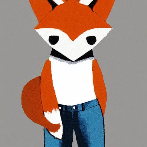 Image similar to A fox wearing a t-shirt and jeans.