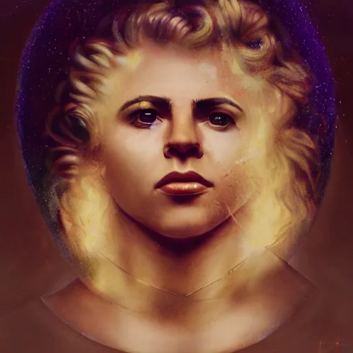 Image similar to a face portrait of electra heart as statue of david, fantasy setting, stone face, dim colors, soft lighting, atmospheric, cinematic, moody, in the style of diego koi, gina heyer, luiz escanuela, art by alyssa monk, hyperrealism, rule of thirds, golden ratio, oil on canvas