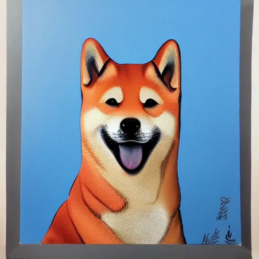 Image similar to shiba inu, airbrush