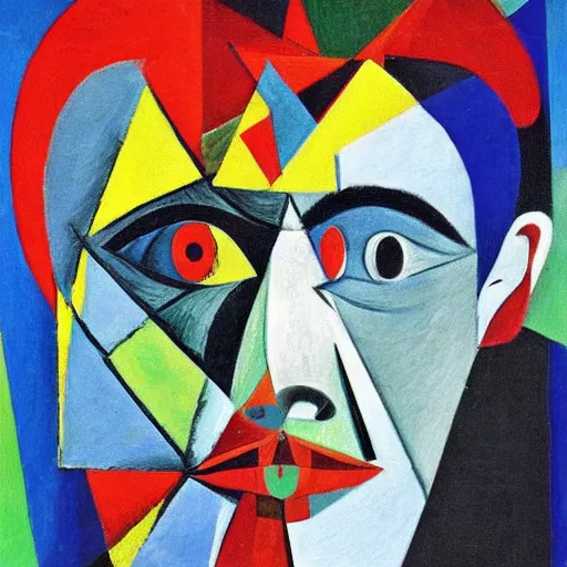 young jack nicholson painted in cubist style by picasso | Stable Diffusion