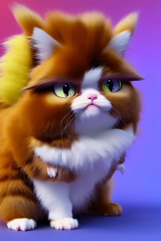 Prompt: high quality 3 d render hyperrealist very cute multipastel fluffy! grumpy griffin cat hybrid with fluffy wings!, vray smooth, in the style of detective pikachu, hannah yata charlie immer, dramatic yellow light, low angle, uhd 8 k, sharp focus