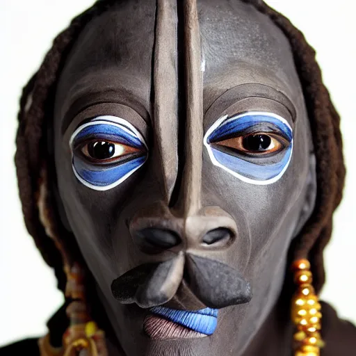 Image similar to African mask resembling snoop dogg, photorealistic