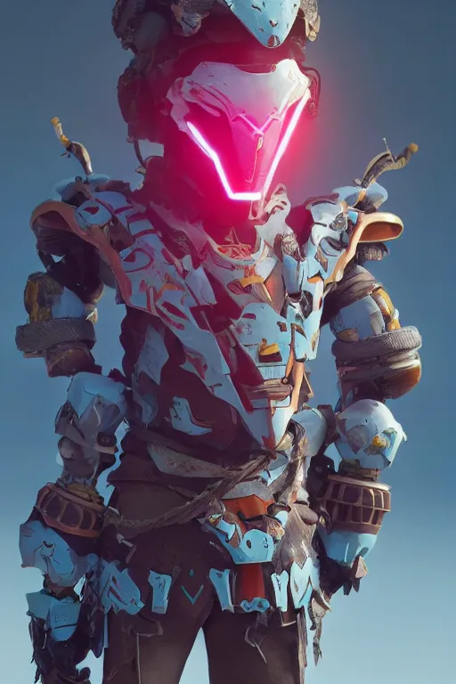 Image similar to combination suit armor aloy horizon forbidden west horizon zero dawn robot ninja mask helmet backpack tribal, aesthetic octane render, 8 k hd resolution, by ilya kuvshinov and cushart krentz and gilleard james radiating a glowing aura cgi rtx 2 0 2 2