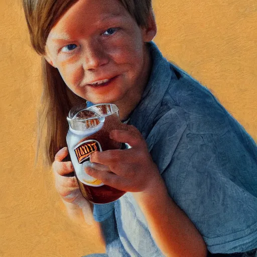 Prompt: brady drinking a root beer, high definition, photorealistic, 4 k