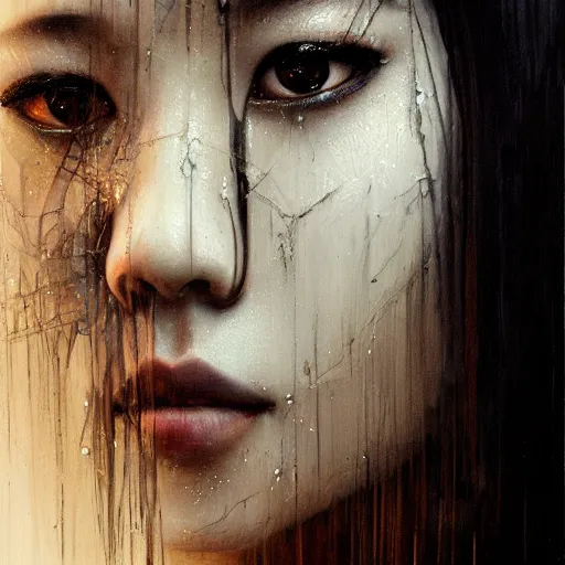 Image similar to jisoo of blackpink, hyperrealistic portrait, bladerunner street, art of elysium by karol bak and agnes cecile, fantasy art, photo realistic, dynamic lighting, artstation, poster, volumetric lighting, very detailed face, 8 k, award winning