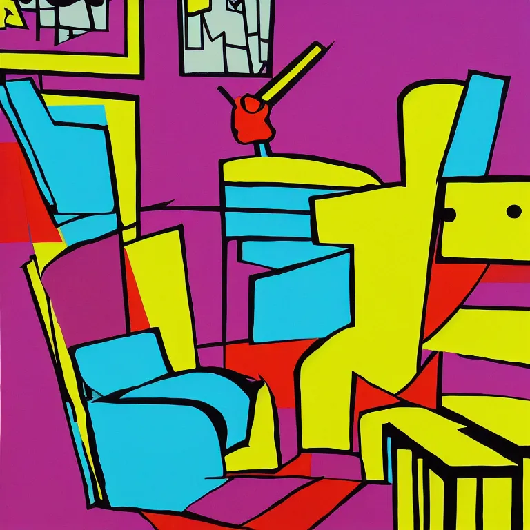 Image similar to Pop-art painting of an armchair