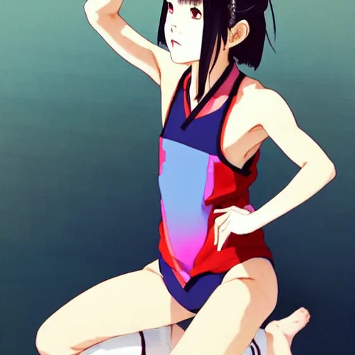 Image similar to a beautiful boyish japanese emma watson alluring instagram model, wearing elegant japanese hiphop leotard outfit with subtle mayan patterns and native fashion, aztec street fashion bathing suit, jrpg fashion, gapmoe yandere grimdark, trending on pixiv fanbox, painted by greg rutkowski makoto shinkai takashi takeuchi studio ghibli, akihiko yoshida