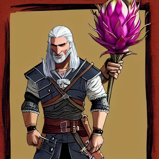 Image similar to geralt of rivia dragonfruit