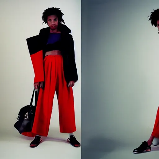 Prompt: realistic photoshooting for a new balenciaga!!! lookbook, color film photography, photo of a woman, photo in style of tyler mitchell, 3 5 mm