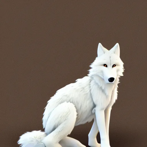 Image similar to anthropomorphic cream colored male wolf furry, posing for the camera, modern anime style