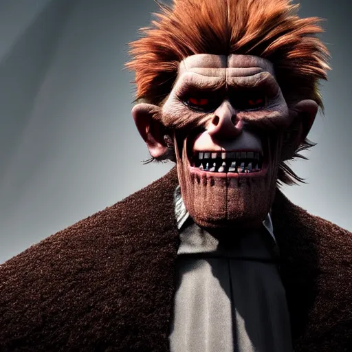 Prompt: willem dafoe as an evil pixar villain with dark coat 4k