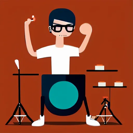 Image similar to a 2 d drummer character design, vector art, digital art, portrait, 4 k, 8 k, sharp focus, smooth, illustration, concept art