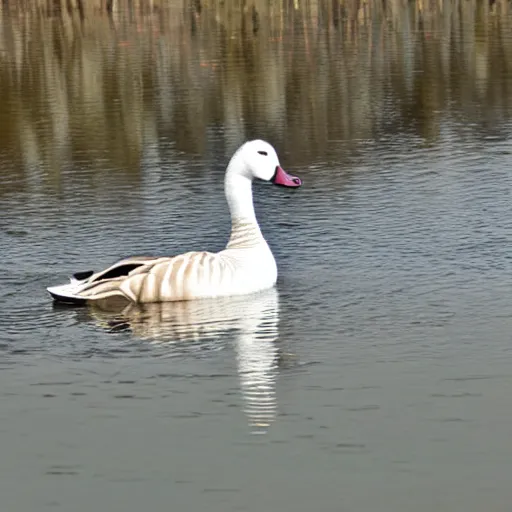 Prompt: goose with flowing blonde hair