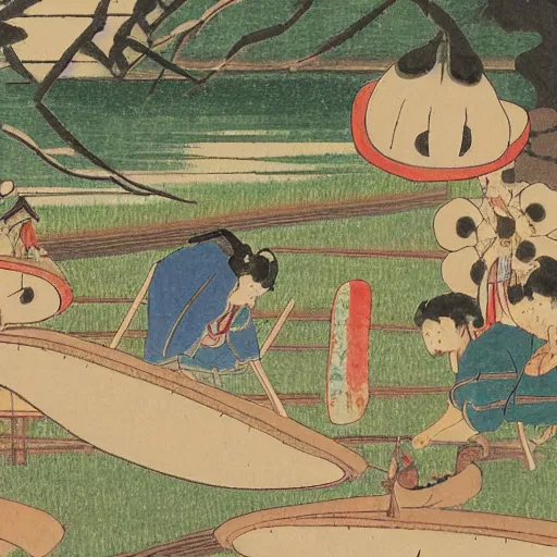 Image similar to ancient Japanese edo art style of studio ghibli in north bay city park