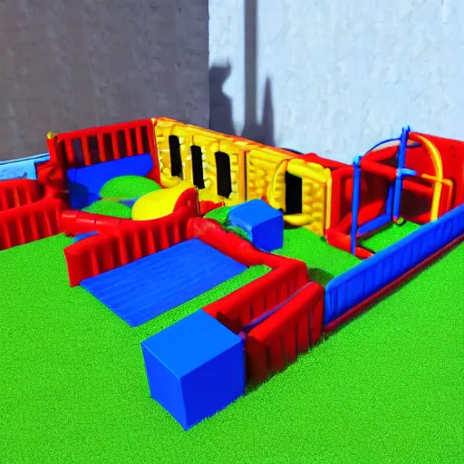 Image similar to giant comlicated dicovery zone playplace with tube mazes and ball pits