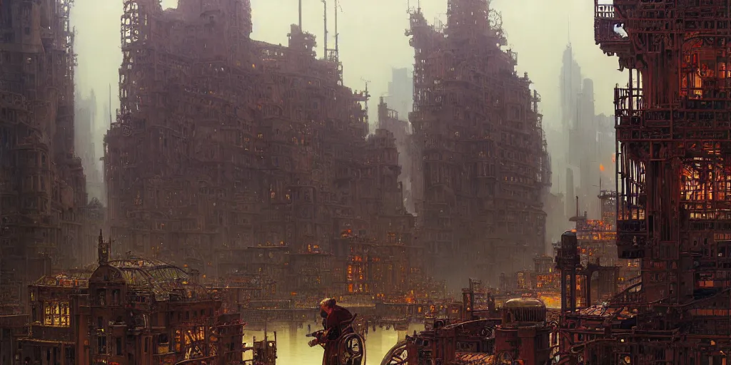 Image similar to city build on a giant cog sprockets gears cogs, mechanisms structures industry, villages castles, buildings vista artstation illustration sharp focus vista painted by ruan jia raymond swanland lawrence alma tadema zdzislaw beksinski norman rockwell tom lovell alex malveda greg staples