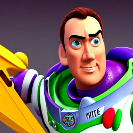 Prompt: nicolas cage is buzz lightyear in pixar style