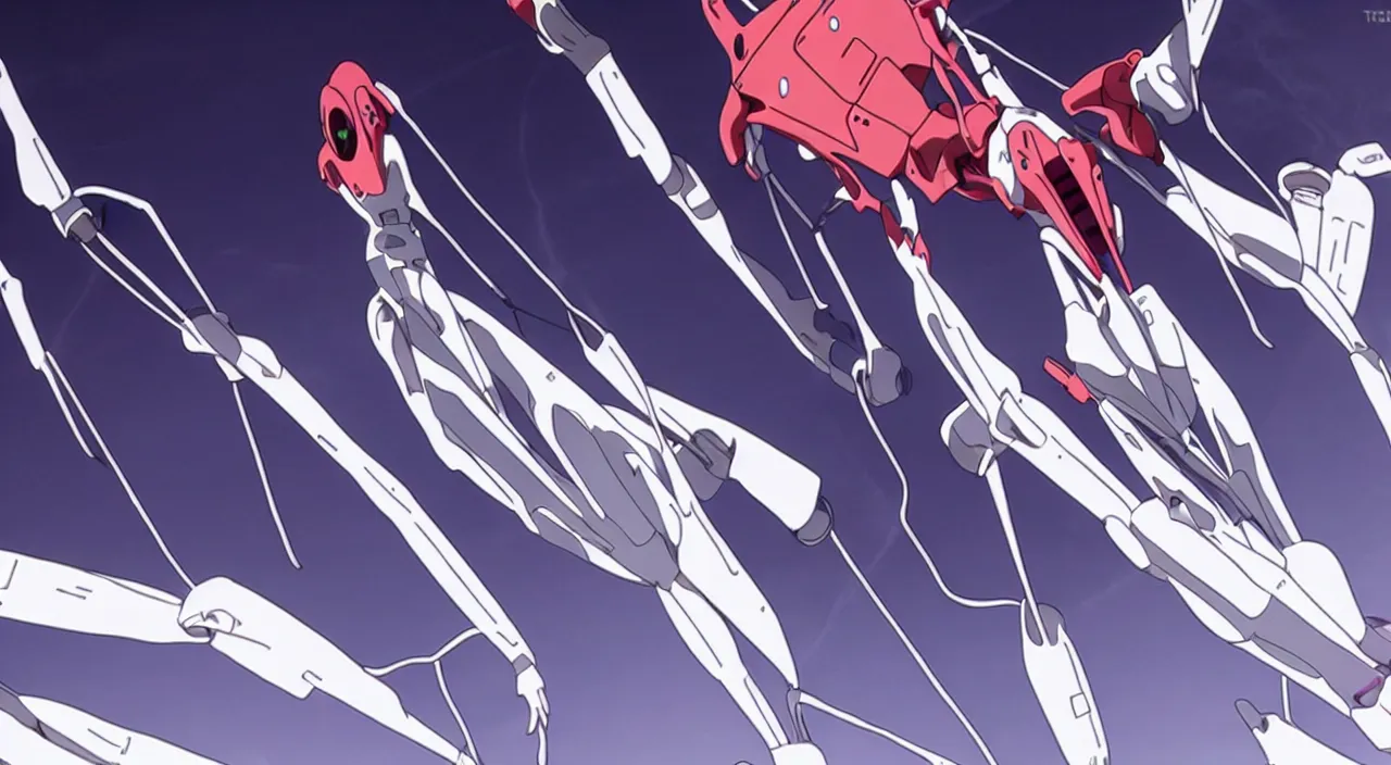 Image similar to tesla model s as a eva from evangelion, evangelion anime, full hd, hd anime, anime screenshot